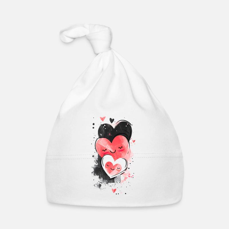 Trois visages de coeur heureux | Mignon et content. Bonnet bio Bébé