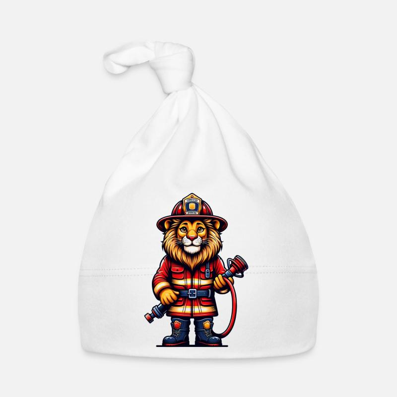 Cute Lion Firefighter Organic Baby Cap