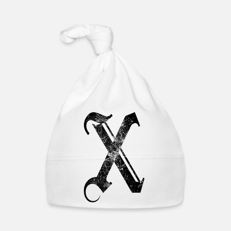 X GOTHIC Schriftzug Alphabet Initialen Baby Bio-Mütze