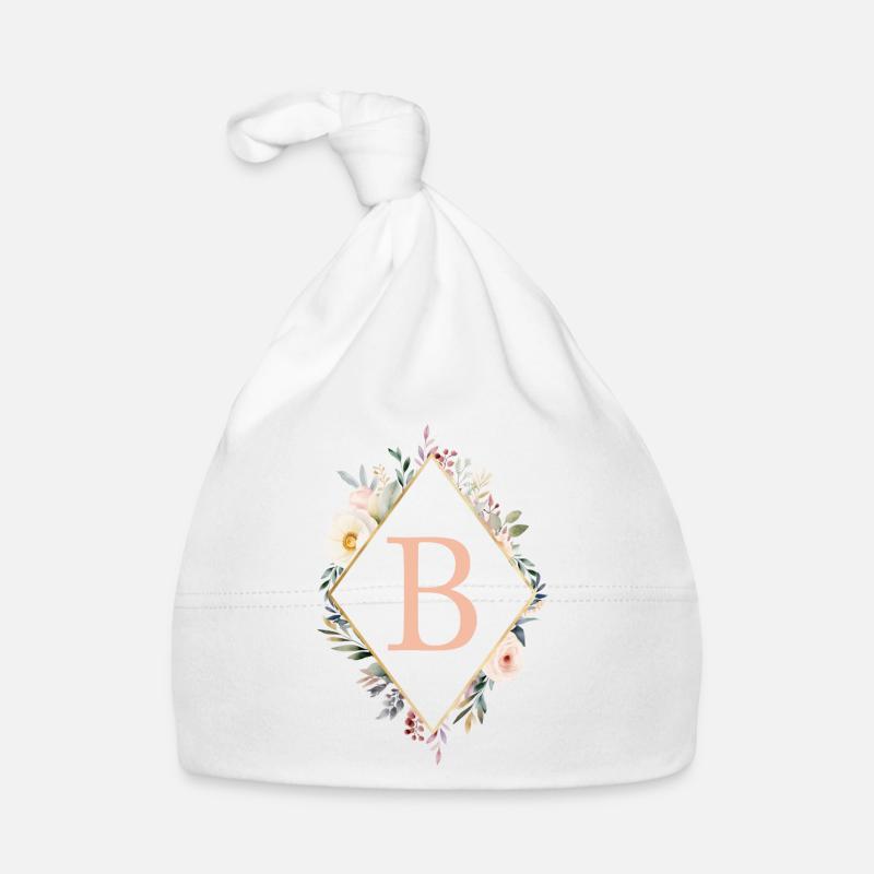 B Monogramm , Floral, Boho Baby Bio-Mütze