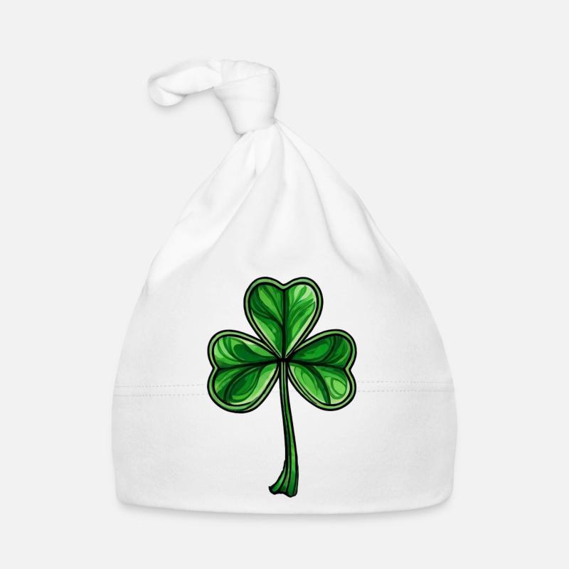 Kleeblatt St. Patrick´s Day Irisches Shamrock - Baby Bio-Mütze - Weiß
