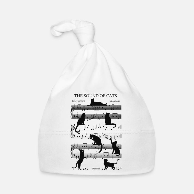Chats musical notes black Bonnet bio Bébé