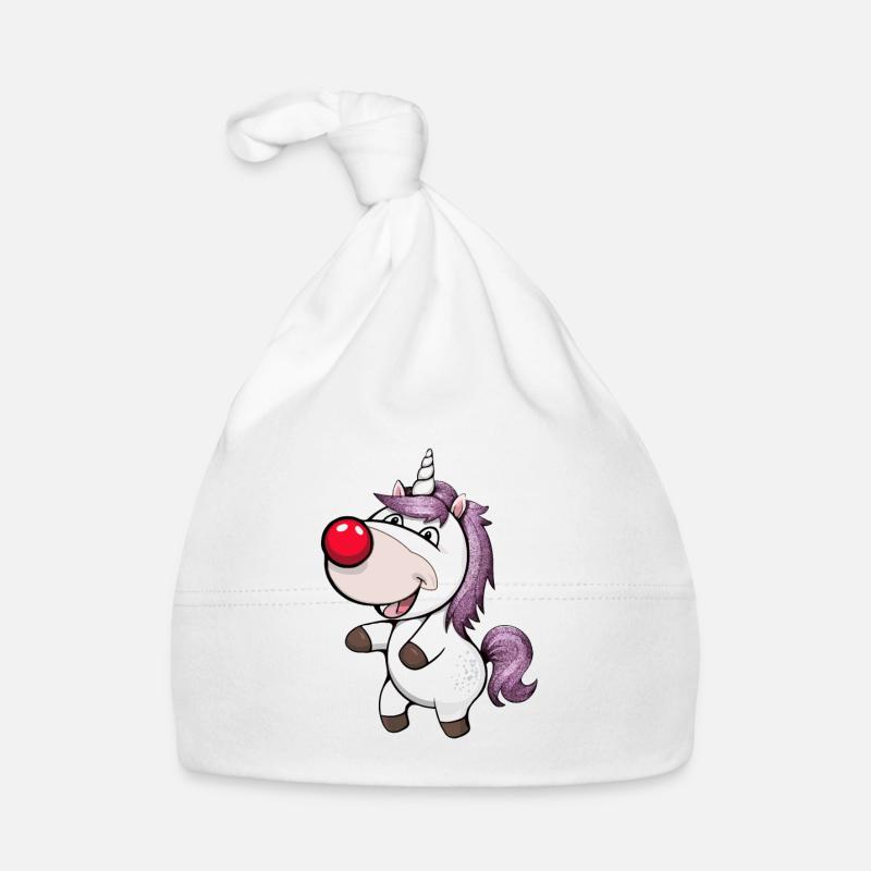 Licorne Nez Rouge - Bonnet bio Bébé - blanc