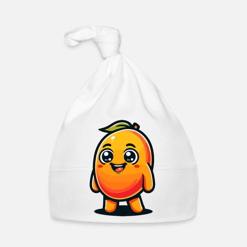 Eine verspielte Mango im Cartoon-Stil Baby Bio-Mütze
