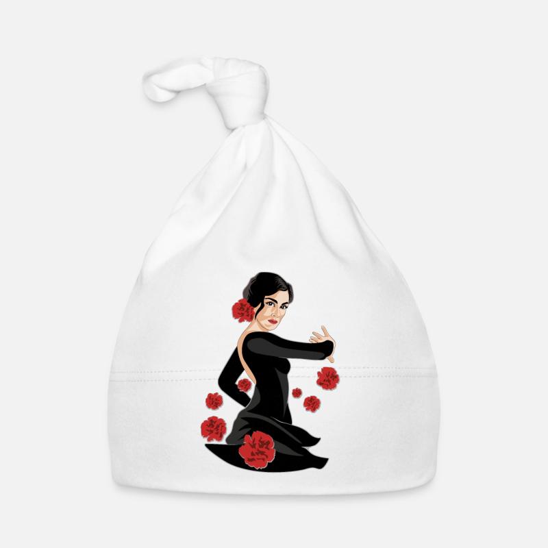 ŒILLETS DANSEUSE DE FLAMENCO - Bonnet bio Bébé - blanc