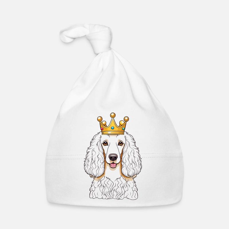 « Têtes couronnées » - Caniche royal - Bonnet bio Bébé - blanc