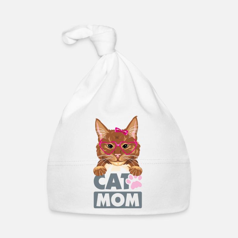 Maman chat roux drôle Bonnet bio Bébé
