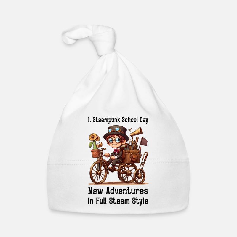First Steampunk School Day Organic Baby Cap