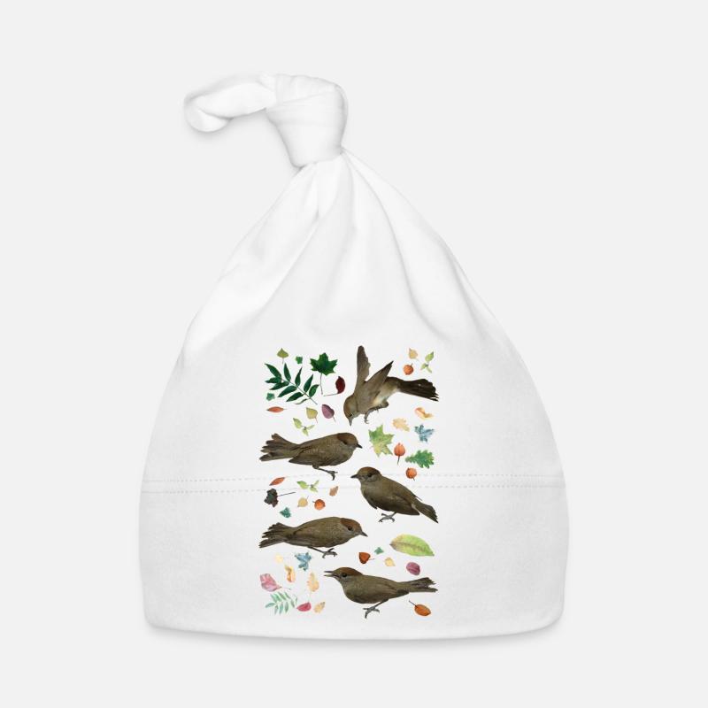 Mönchsgrasmücke mit Herbstlaub Baby Bio-Mütze