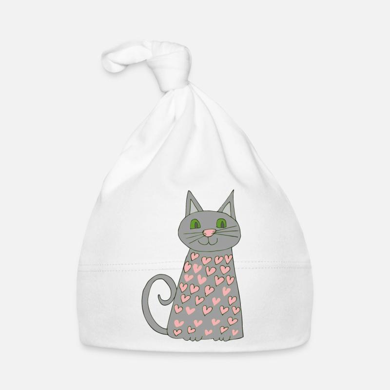 Chat avec des cœurs Bonnet bio Bébé