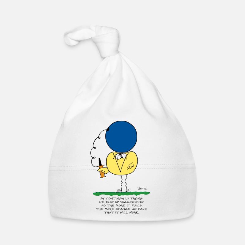En essayant continuellement... (version anglaise) - Bonnet bio Bébé - blanc