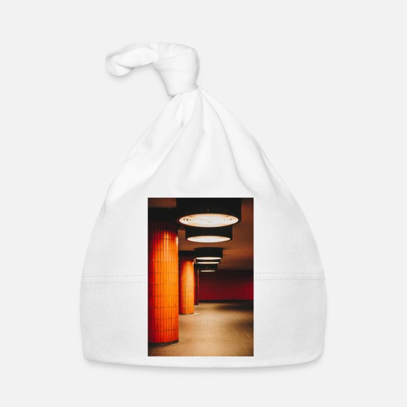 Oranger Tunnel mit Lichtkugeln Baby Bio-Mütze