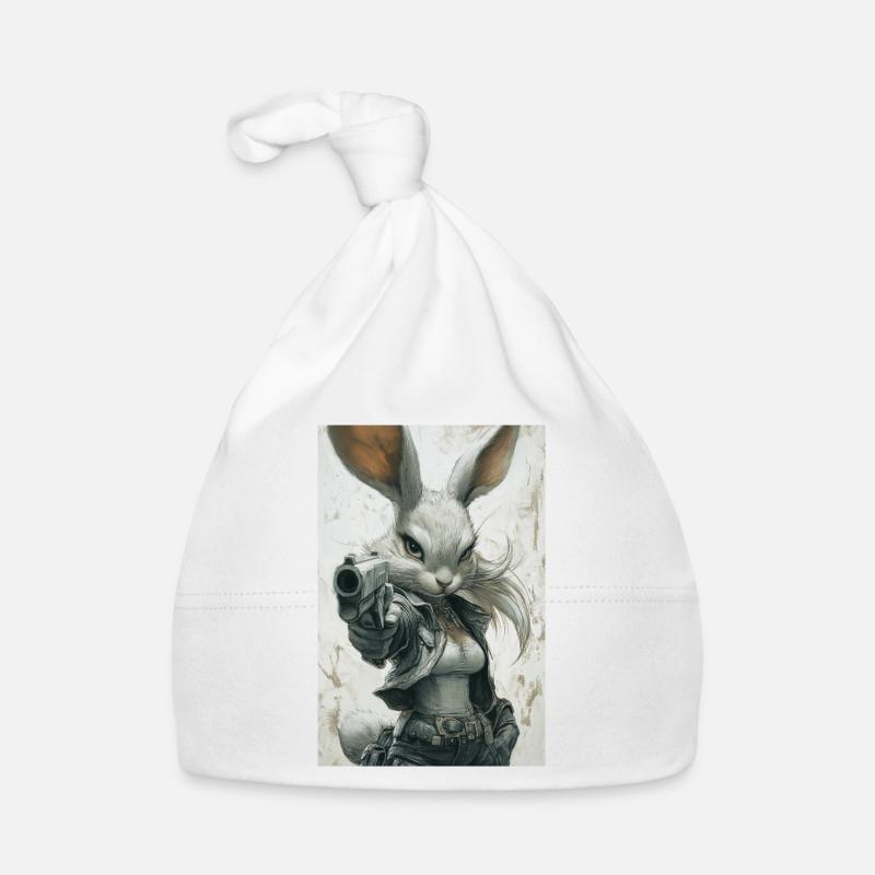 Urban Rabbit with Pistol Organic Baby Cap