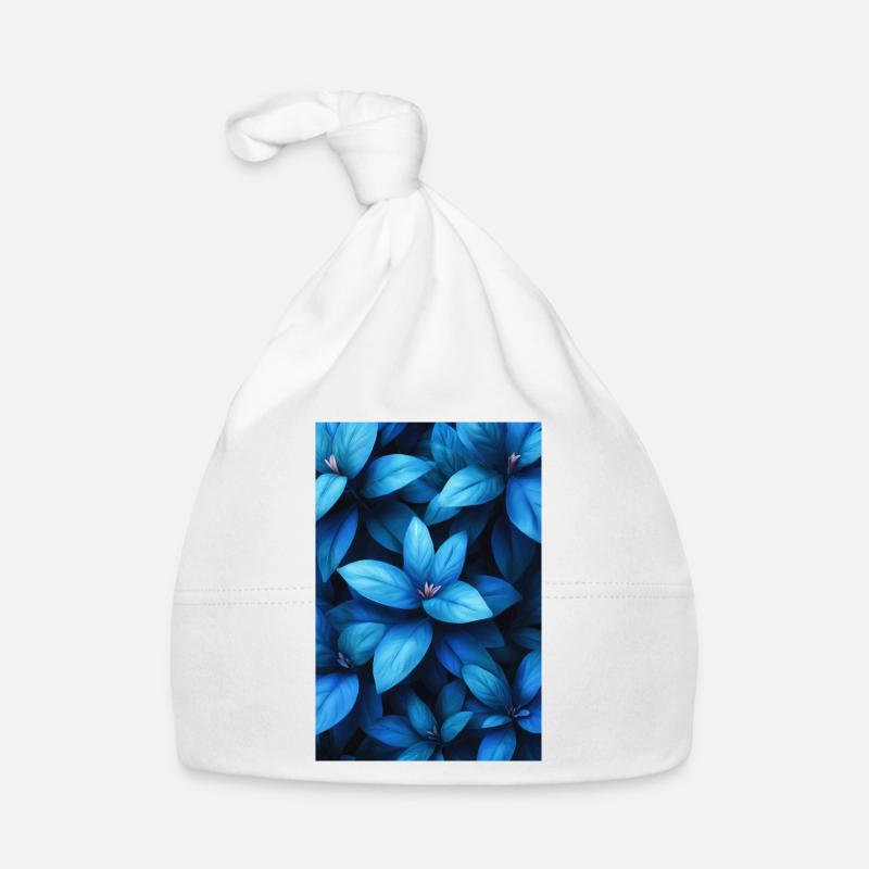 Tissage feuillu bleu cobalt Bonnet bio Bébé