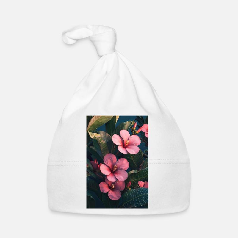 Hibiscus Pink Tropical Blossoms Organic Baby Cap
