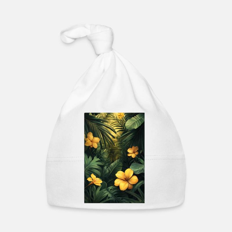 Fleurs tropicales dans la forêt feuillue Bonnet bio Bébé