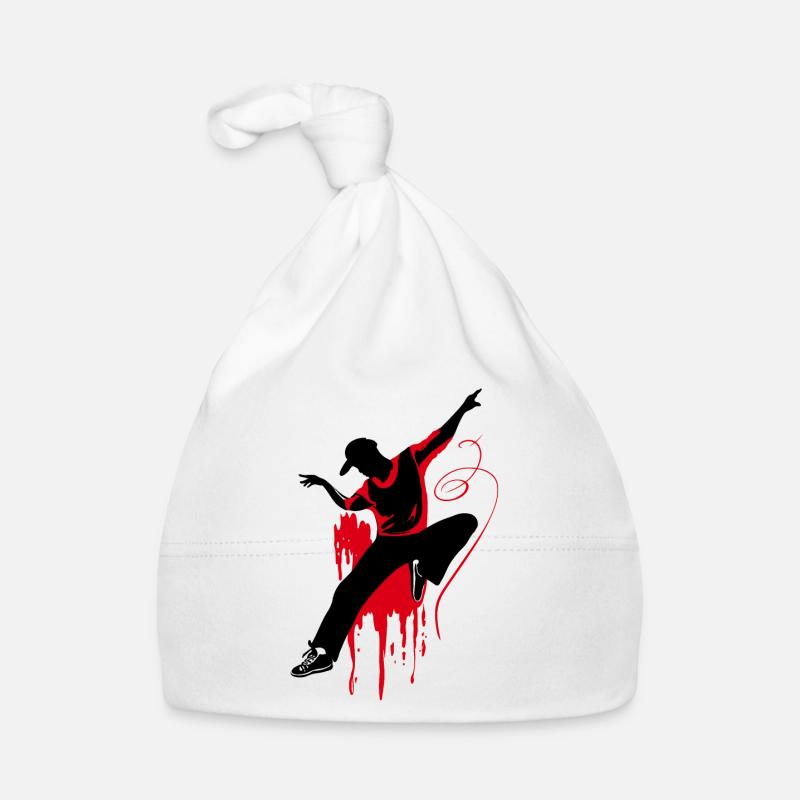 Breakdancer Dancer Silhouette en Rouge Noir Bonnet bio Bébé