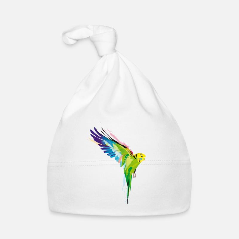 Perruche ondulée - Bonnet bio Bébé - blanc