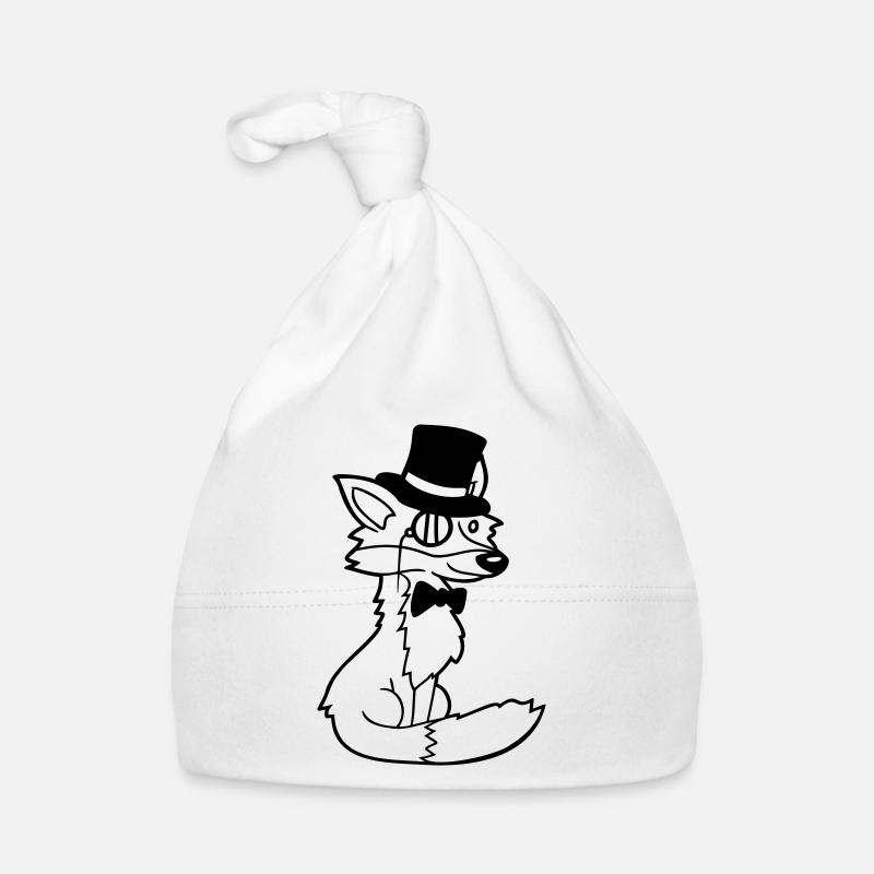 Fuchs Rotfuchs Sir Mr. Zylinder Hut Monokel Brille Baby Bio-Mütze