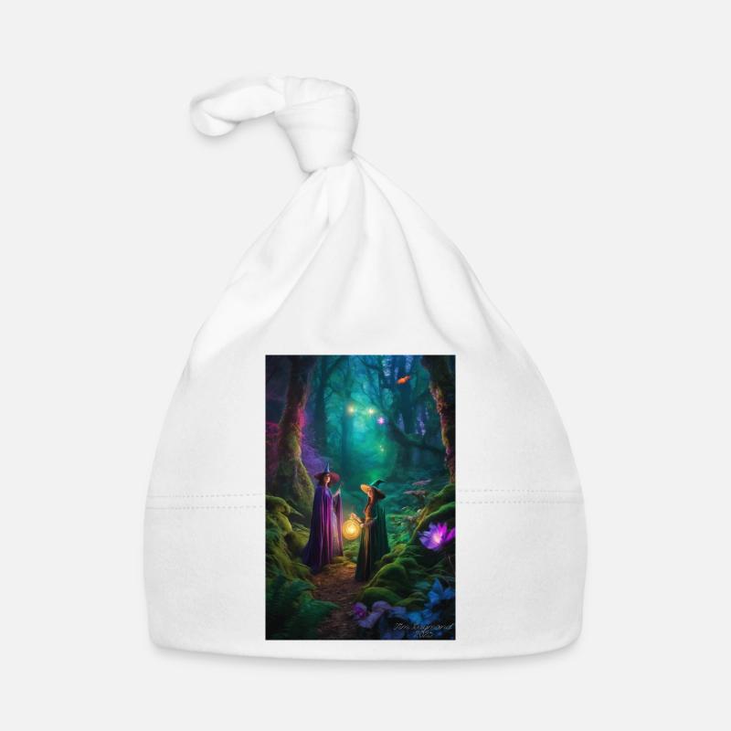 Coven au clair de lune dans la Forêt Enchantée - Bonnet bio Bébé - blanc