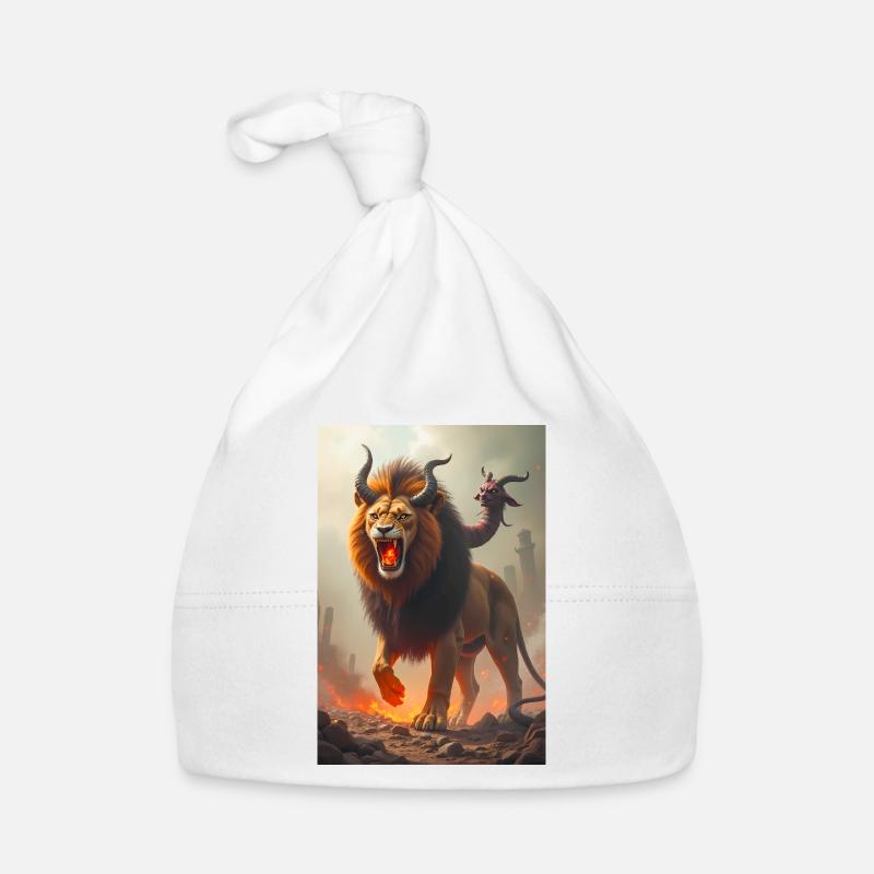 Chimäre, dreiköpfiges Monster, feuerspeiender Löwe Baby Bio-Mütze
