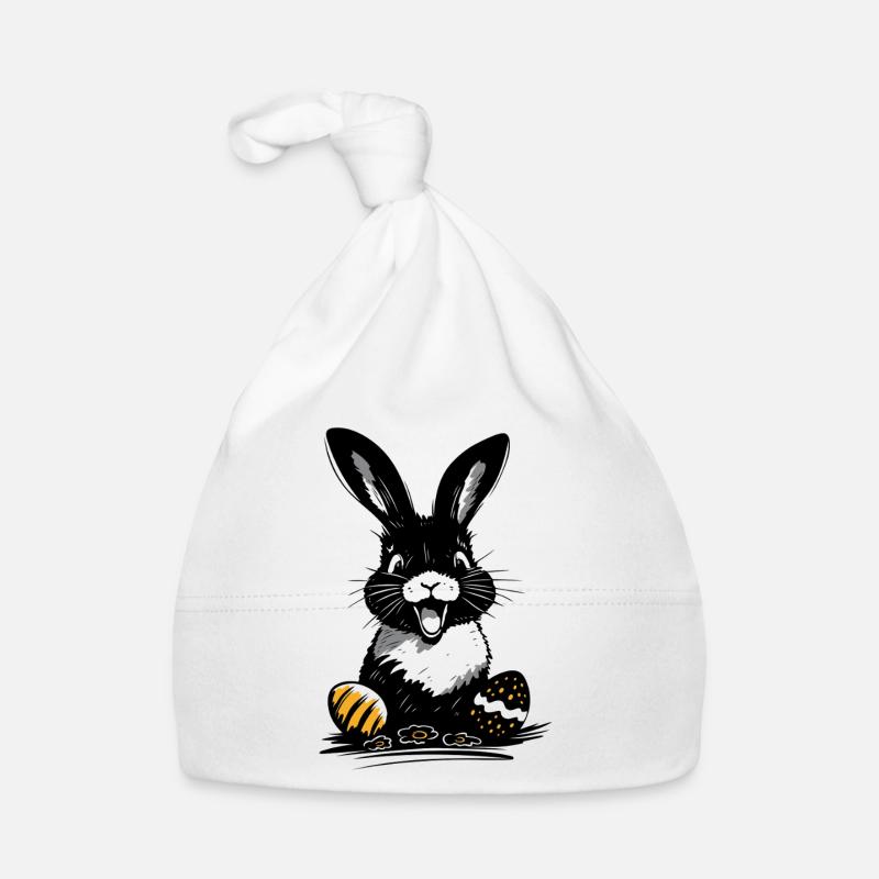 Happy Easter bunny with colorful Easter eggs Organic Baby Cap