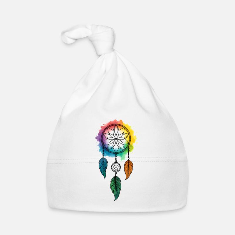 Attraper les rêves, les couleurs couler - Bonnet bio Bébé - blanc