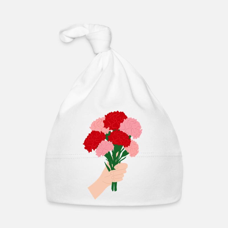 Pour vous- Fleur d’œillet rouge3 Bonnet bio Bébé