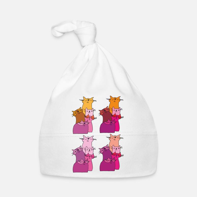 Cats Meet Pattern Organic Baby Cap