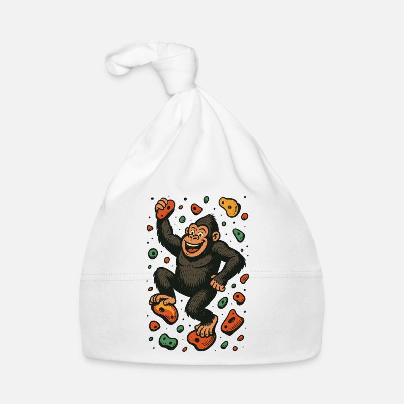 Bloc Gorille Singe Escalade Cadeau Rétro - Bonnet bio Bébé - blanc