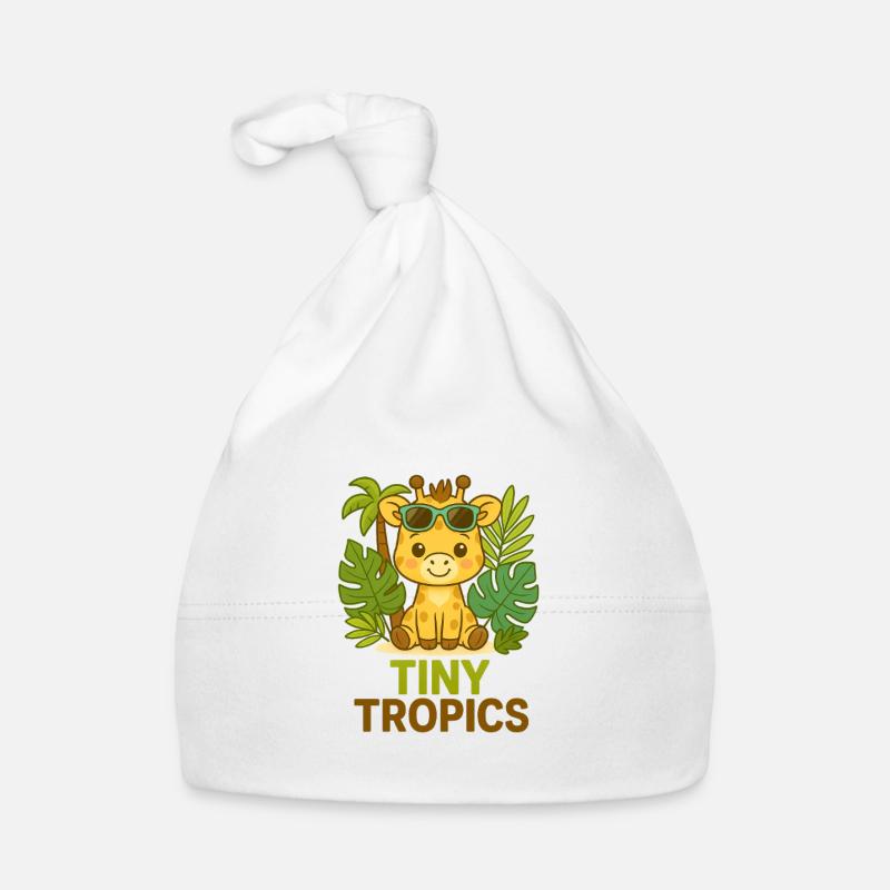 Tiny Tropics – Giraffe - Organic Baby Cap - white