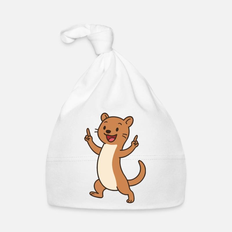 Fröhliches Wieselbaby mit Charme Baby Bio-Mütze