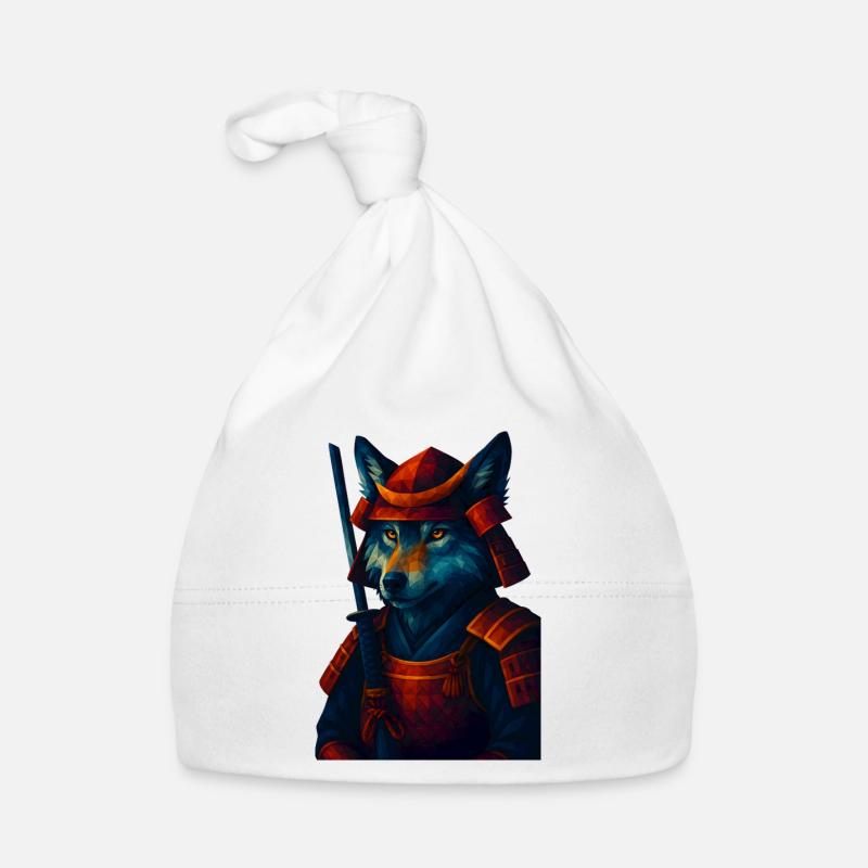 Animal de style WPAP - Armure ancienne de loup samouraï Bonnet bio Bébé