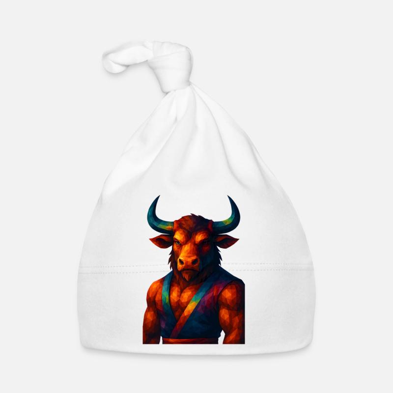 WPAP Style Animals - Minotaur in Pose Organic Baby Cap