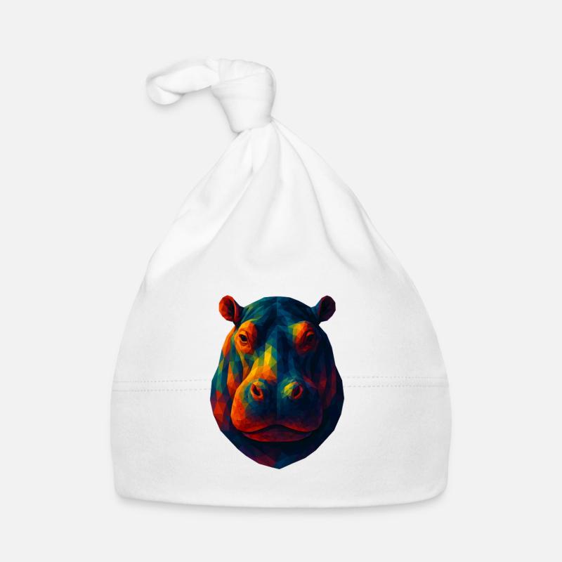Animaux de style WPAP - Portrait d’hippopotame Bonnet bio Bébé