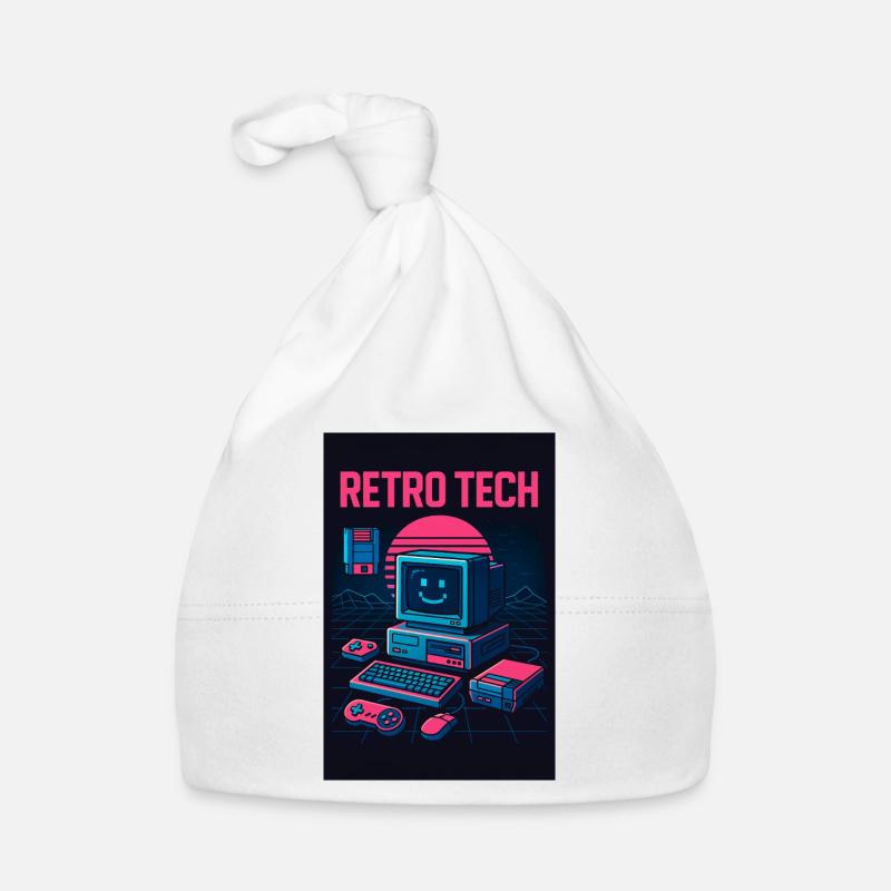 Graphiste informatique Retro Tech avec le sourire Bonnet bio Bébé