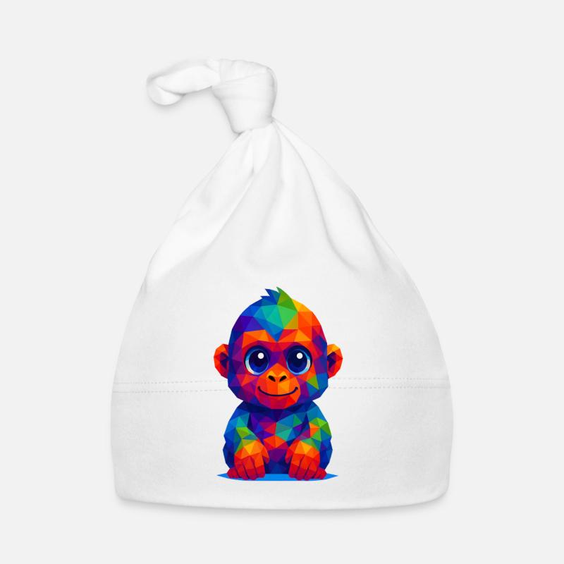 WPAP Polygon Kawaii Style Animaux Bébé Gorille 2 Bonnet bio Bébé