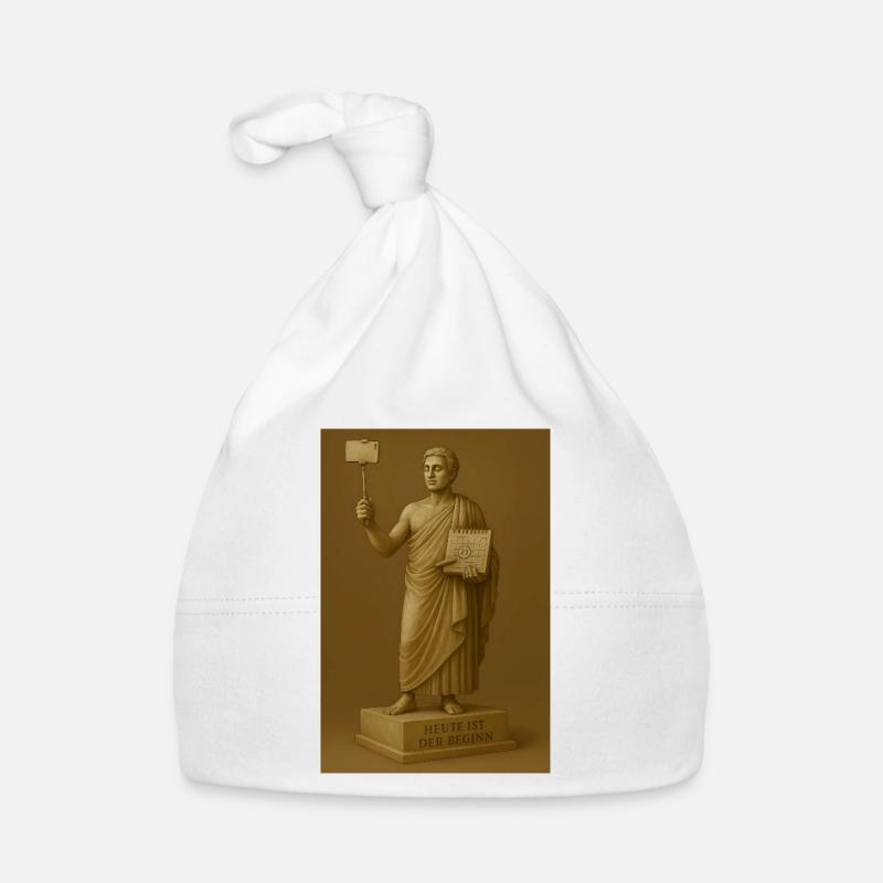 Moderne Statue mit Smartphone und Kalender Baby Bio-Mütze