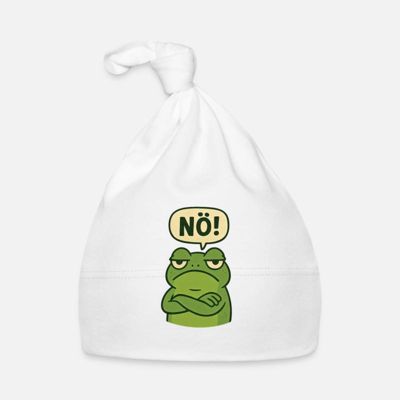 Statement Nope Frog Just No - Organic Baby Cap - white