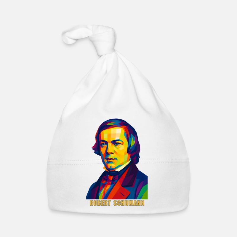 WPAP Polygon Portrait Robert Schumann Composer - Organic Baby Cap - white