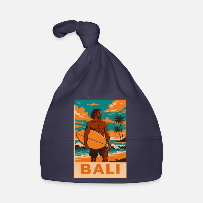 Surfeurs sur la plage de Bali Coucher de soleil Bonnet bio Bébé