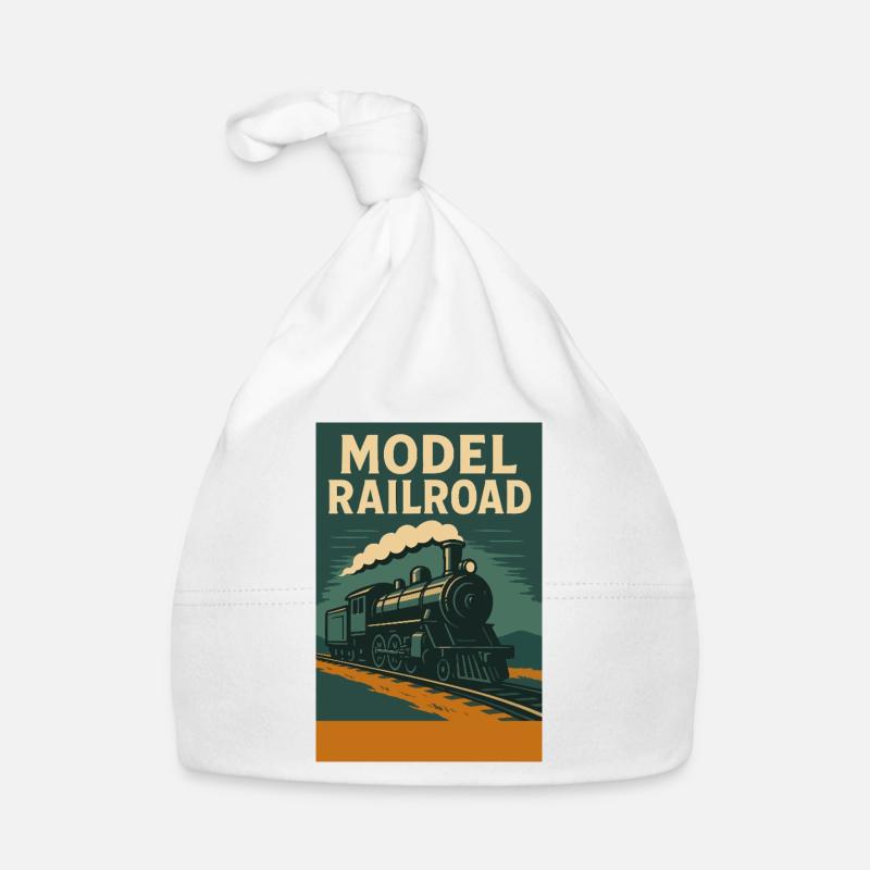 Model Train Illustration Organic Baby Cap