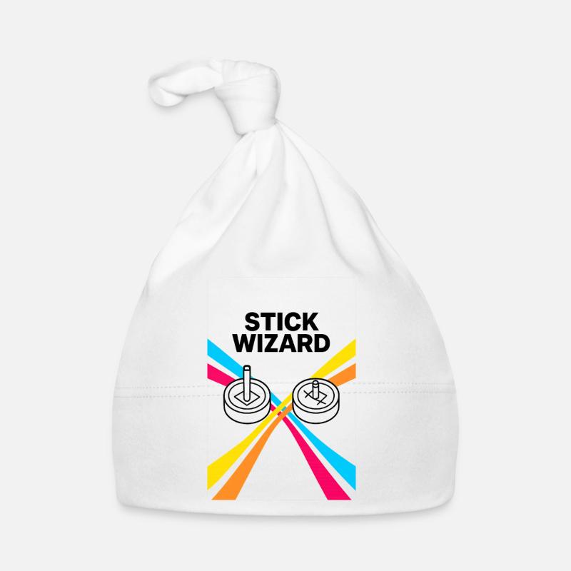 Stick Wizard Conception de jeu rétro - Bonnet bio Bébé - blanc