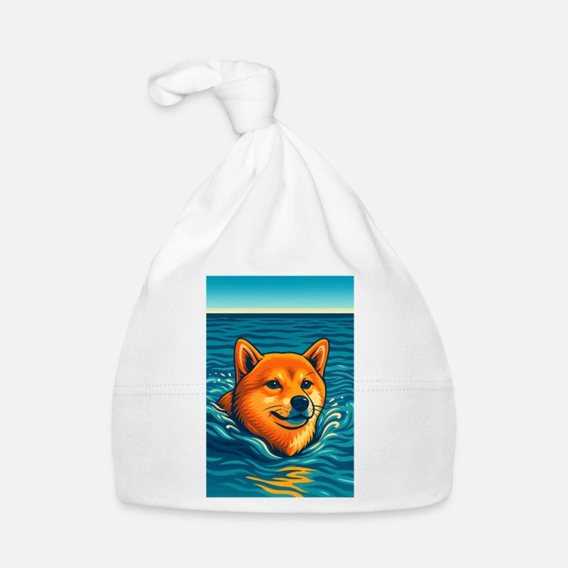 Scène de baignade joyeuse avec un chien Shiba Inu Bonnet bio Bébé