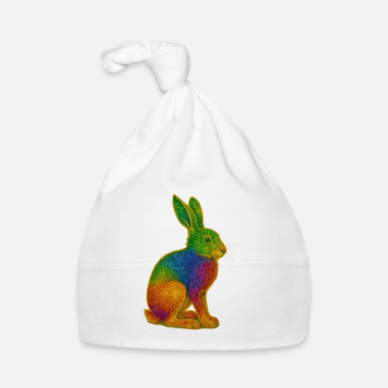 Regenbogen Hase mit Glitzereffekt Baby Bio-Mütze