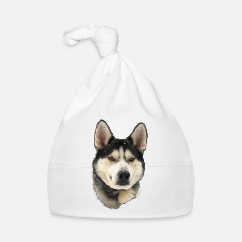 Mignon Husky Chiot Flocons de neige Art Bonnet bio Bébé