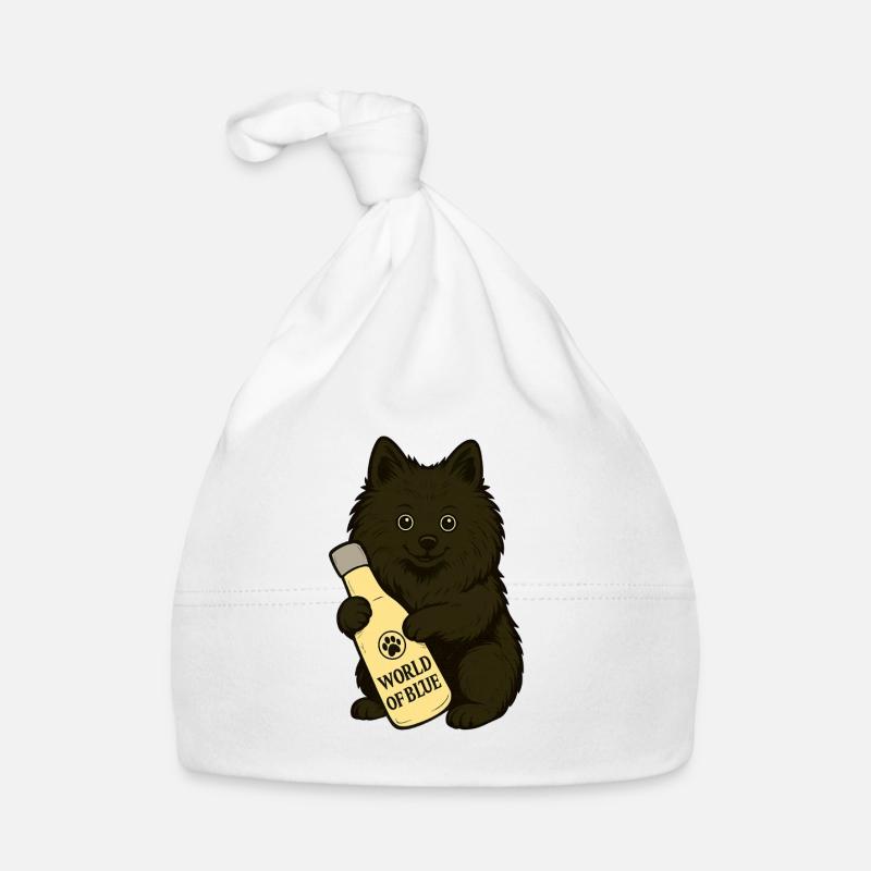 Cute Spitz (dog) with bottle Organic Baby Cap