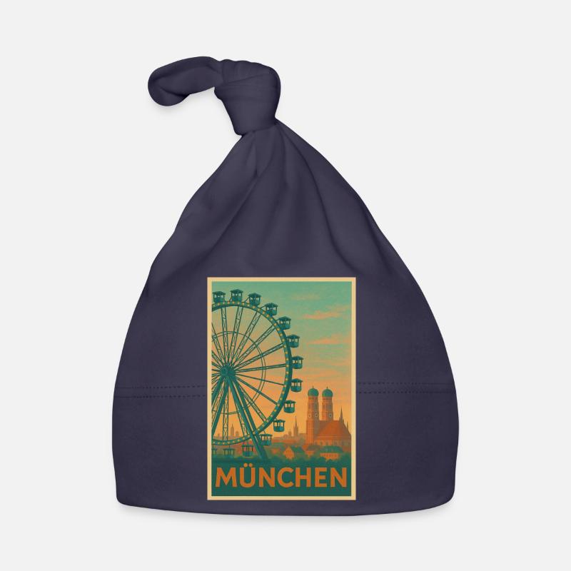 Historic Munich Ferris wheel silhouette Organic Baby Cap