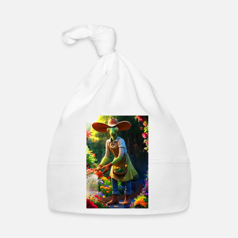 Humanoide Gartenmantis mit Scheunenhut Baby Bio-Mütze