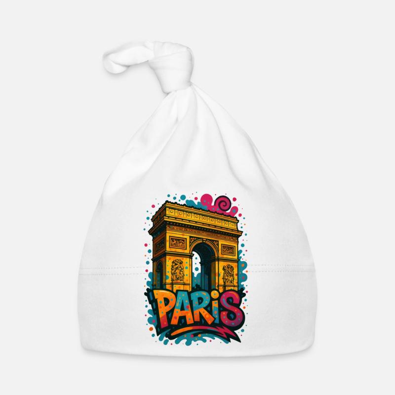 Chemise Paris Arc de Triomphe – Conception de style graffiti Bonnet bio Bébé